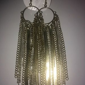 Hoop dangle chandelier chain earrings